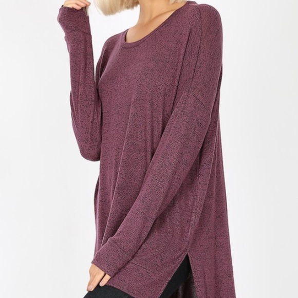 Brushed Melange Soft V-Neck High Low Sweater! - Picture 5 of 9